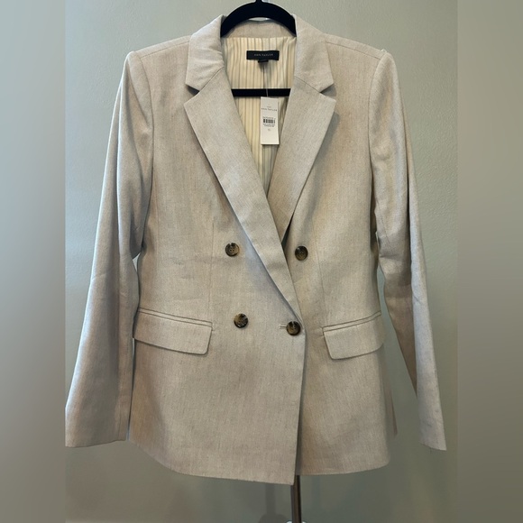 Ann Taylor Cream Blazer Suit with Pinstripe Lining - Picture 2 of 13